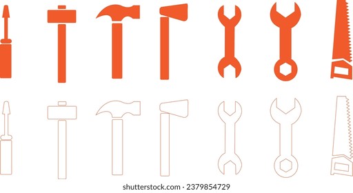 Tools icon set. Instruments symbol collection. Tool icons. Vector illustration