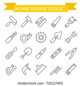 Tools icon set, line flat design