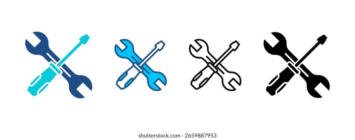 Tools Icon Set With Multiple Styles. Vector Illustration