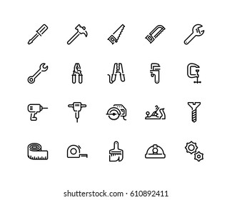 Tools icon set, outline style