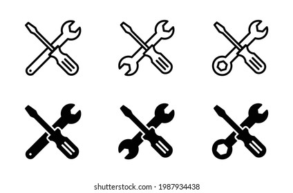 Tools icon set. Repair icon, Wrench, screwdriver and gear icon vector