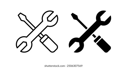 Tools icon set. screwdriver and wrench Symbol. Settings sign. for mobile concept and web design. vector illustration on white background