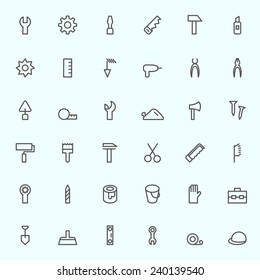 Tools icon set, simple and thin line design