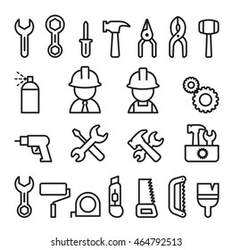Tools icon set in thin line style