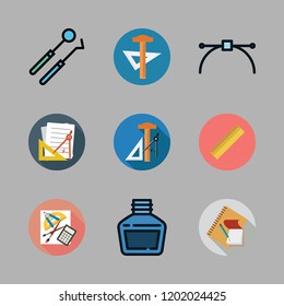 tools icon set. vector set about dentist tools, office material, ruler and school material icons set.