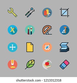 tools icon set. vector set about dentist tools, paint tube, gardening and school material icons set.