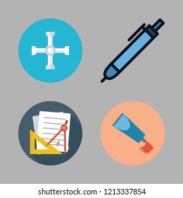 tools icon set. vector set about wrench, school material, paint tube and office material icons set.