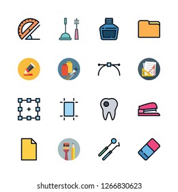 tools icon set. vector set about dentist tools, caries, office material and school material icons set.