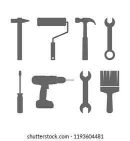 Tools icon set. Vector illustration, flat design.