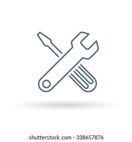 Tools icon. Settings sign. Preferences symbol. Thin line icon on white background. Vector illustration.