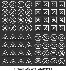 Tools icon silhouette set, vector illustration