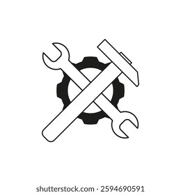 Tools icon symbol. Hammer and wrench. Maintenance vector emblem. Simple industrial shape. EPS 10.