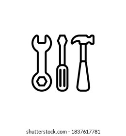 Werkzeugsymbol, Vektorgrafik auf weißem Hintergrund