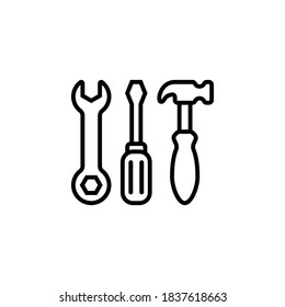 Werkzeugsymbol, Vektorgrafik auf weißem Hintergrund