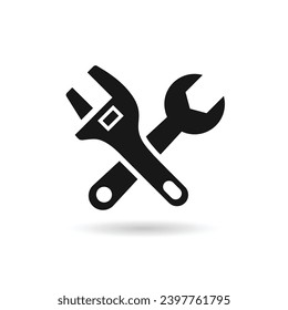 Tools icon symbol. Wrench and adjustable wrench icon. Repair icon vector design illustration.