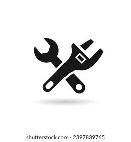 Tools icon symbol. Wrench and adjustable wrench icon. Repair icon vector design illustration.