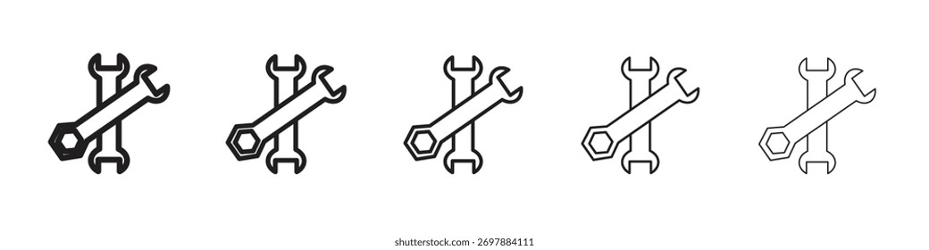 Tools icon symbols set. Editable stroke collection.