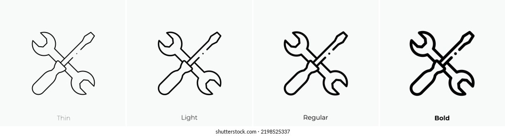 tools icon. Thin, Light Regular And Bold style design isolated on white background