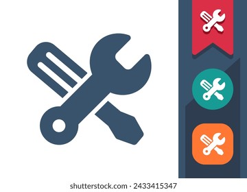 Tools Icon. Tool, Construction, Repair, Screwdriver, Wrench. Professional, pixel perfect vector icon.