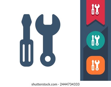 Tools Icon. Tool, Construction, Repair, Screwdriver, Wrench. Professional, pixel perfect vector icon.