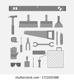 Icono Herramientas. Ilustración del cuadro de herramientas. Instrumento. Eps 10