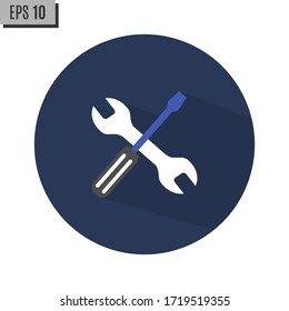 Tools Icon in trendy flat style isolated on blue background. Repair, Service symbol for your web site design, logo, app, UI. Vector illustration, EPS10.