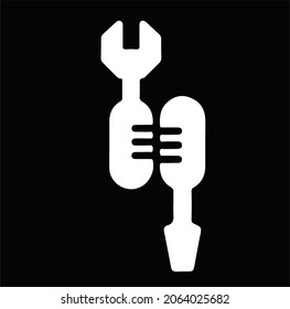 Tools Icon in trendy flat style isolated on black background. Repair, Service symbol for your web site design, logo, app, UI. Vector illustration, EPS10.