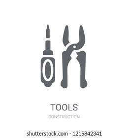 Tools icon. Trendy Tools logo concept on white background from Construction collection. Suitable for use on web apps, mobile apps and print media.