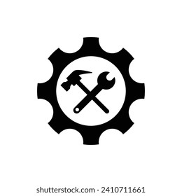 Tools icon vector hammer wrench repair icon 