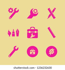 tools icon. tools vector icons set ruler, wrench, ruler and pencil and drawing painting tools