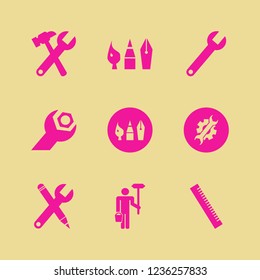 tools icon. tools vector icons set wrench hammer, ruler, wrench and wrench gear