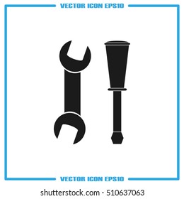 Tools icon vector illustration eps10. Sign of a wrench and screwdriver flat style.