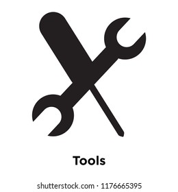 Tools icon vector isolated on white background, logo concept of Tools sign on transparent background, filled black symbol