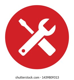 Tools icon vector isolated on flat red round button illustration