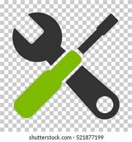 Tools icon. Vector pictogram style is a flat bicolor symbol, eco green and gray colors, chess transparent background. Designed for software and web interface toolbars and menus.