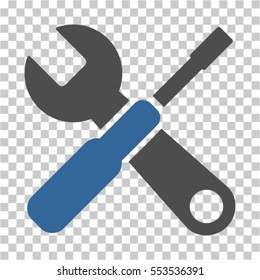 Tools icon. Vector pictogram style is a flat bicolor symbol, cobalt and gray colors, chess transparent background. Designed for software and web interface toolbars and menus.