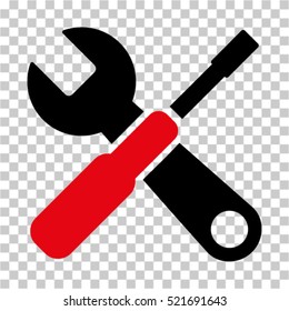 Tools icon. Vector pictograph style is a flat bicolor symbol, intensive red and black colors, chess transparent background. Designed for software and web interface toolbars and menus.