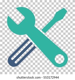Tools icon. Vector pictograph style is a flat bicolor symbol, cobalt and cyan colors, chess transparent background. Designed for software and web interface toolbars and menus.