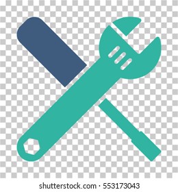 Tools icon. Vector pictograph style is a flat bicolor symbol, cobalt and cyan colors, chess transparent background. Designed for software and web interface toolbars and menus.