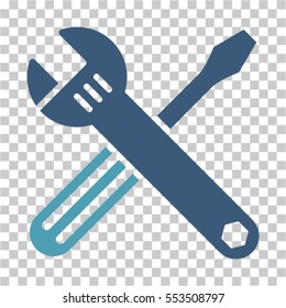 Tools icon. Vector pictograph style is a flat bicolor symbol, cyan and blue colors, chess transparent background. Designed for software and web interface toolbars and menus.