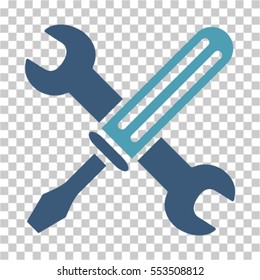 Tools icon. Vector pictograph style is a flat bicolor symbol, cyan and blue colors, chess transparent background. Designed for software and web interface toolbars and menus.