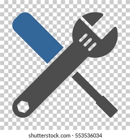 Tools icon. Vector pictograph style is a flat bicolor symbol, cobalt and gray colors, chess transparent background. Designed for software and web interface toolbars and menus.