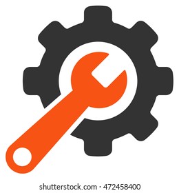 Tools icon. Vector style is bicolor flat iconic symbol with rounded angles, orange and gray colors, white background.