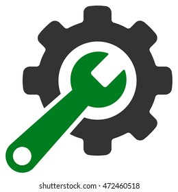 Tools icon. Vector style is bicolor flat iconic symbol with rounded angles, green and gray colors, white background.