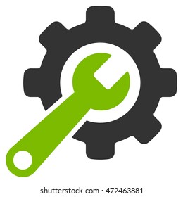 Tools icon. Vector style is bicolor flat iconic symbol with rounded angles, eco green and gray colors, white background.