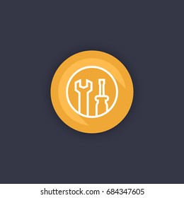 tools icon, wrench and screwdriver in circle