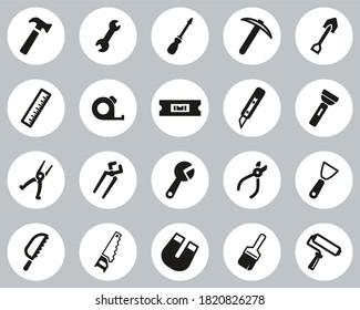 Tools Icons Black & White Flat Design Circle Set Big