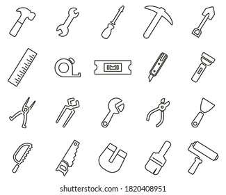 Tools Icons Black & White Thin Line Set Big