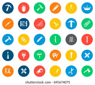 Tools Icons in colorful circles
