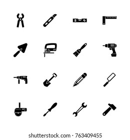 Tools icons - Expand to any size - Change to any colour. Flat Vector Icons - Black Illustration on White Background.